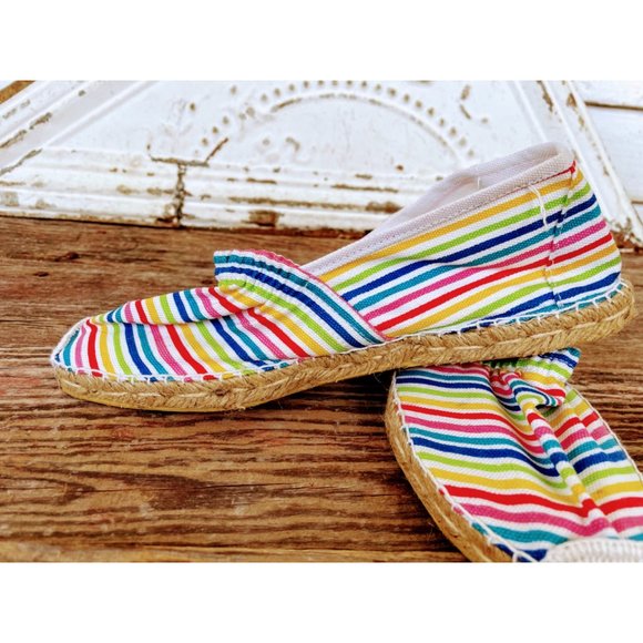 Vintage rainbow Espadrilles Slip on Casual Shoes 9W - Picture 8 of 10